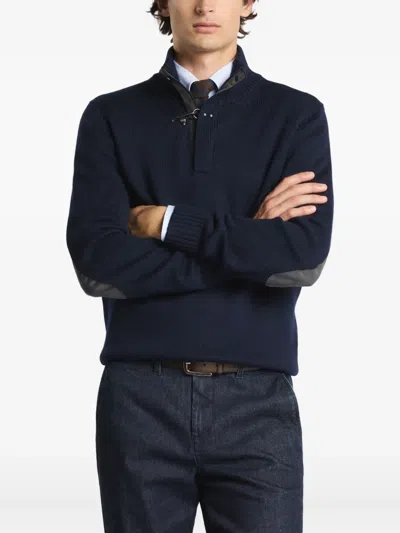 Fay Elbow-patch Sweater In Blue