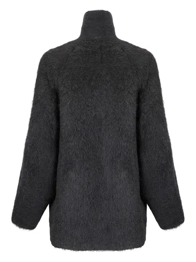 Boboutic Textured Knit Double-breasted Jacket In Black