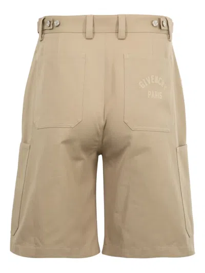 Givenchy Logo Cargo Shorts In Brown