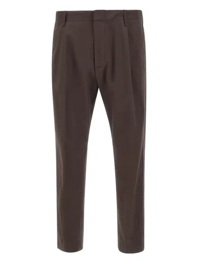 Dondup Dart Logo-plaque Pants In Brown