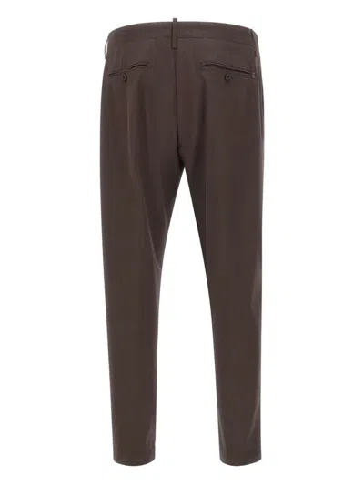 Dondup Dart Logo-plaque Pants In Brown