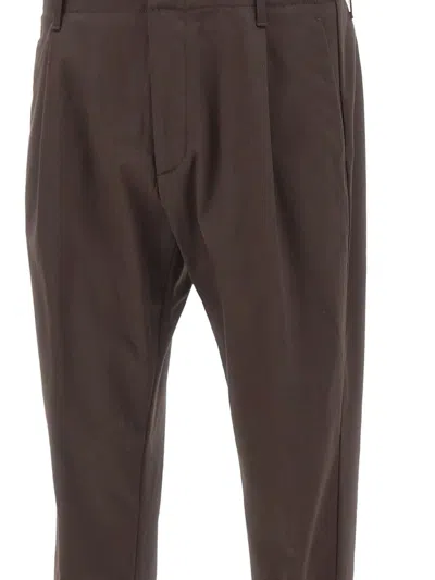 Dondup Dart Logo-plaque Pants In Brown