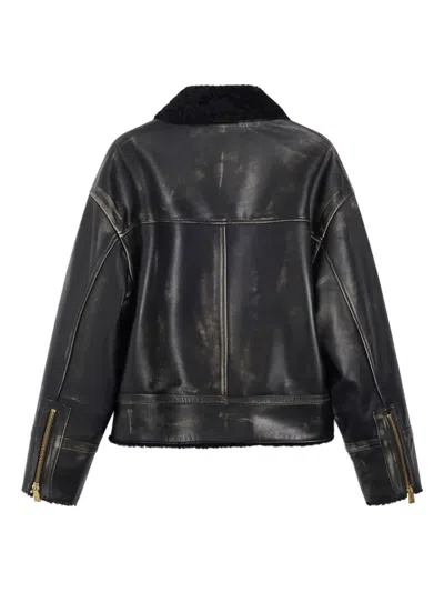 Pence Shearling-collar Jacket In Black