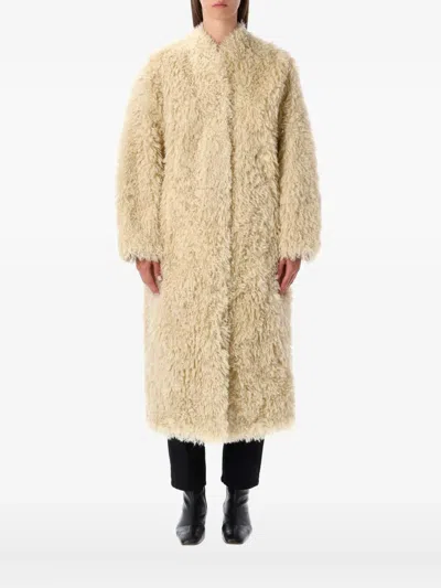 Stand Studio Carolina Collarless Coat In Neutral