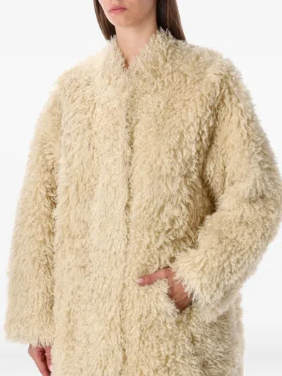 Stand Studio Carolina Collarless Coat In Neutral