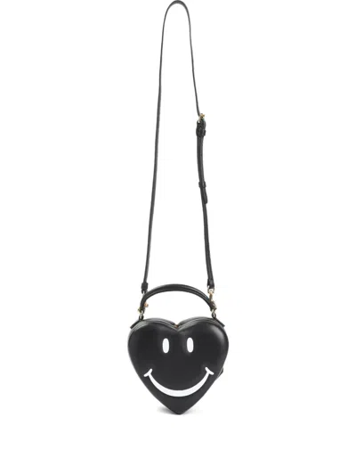 Moschino Heart-shaped Shoulder Bag With Adjustable Strap And Gold-tone Details In Black