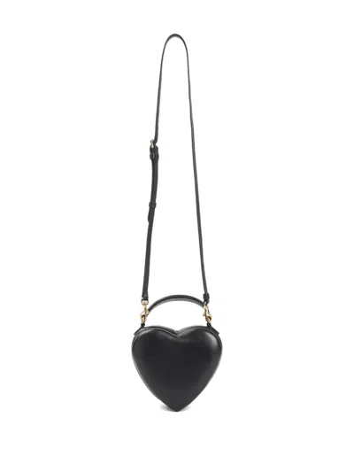 Moschino Heart-shaped Shoulder Bag With Adjustable Strap And Gold-tone Details In Black