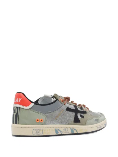 Premiata Suede Sneakers With Perforated Design And Contrast Tab In Multi