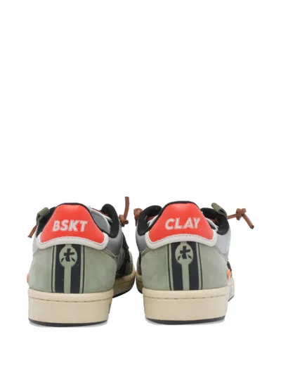 Premiata Suede Sneakers With Perforated Design And Contrast Tab In Multi