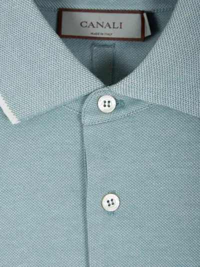 Canali Contrast-trim Piqué Polo Shirt In Blue
