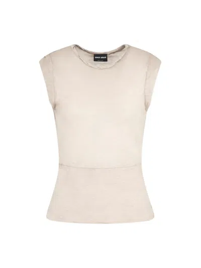 Giorgio Armani Seam-detail Top In Neutral