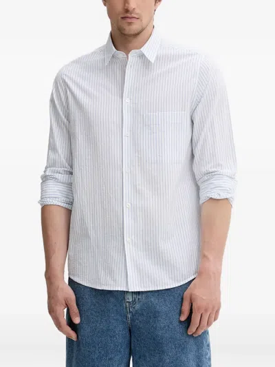 Samsoe & Samsoe Striped-pattern Long-sleeve Shirt In Blue