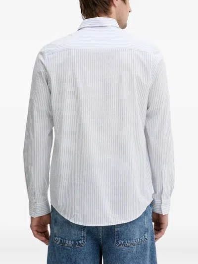 Samsoe & Samsoe Striped-pattern Long-sleeve Shirt In Blue