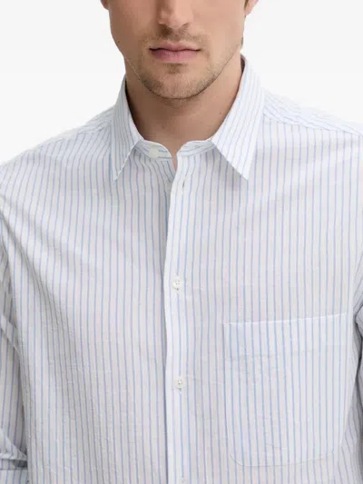 Samsoe & Samsoe Striped-pattern Long-sleeve Shirt In Blue