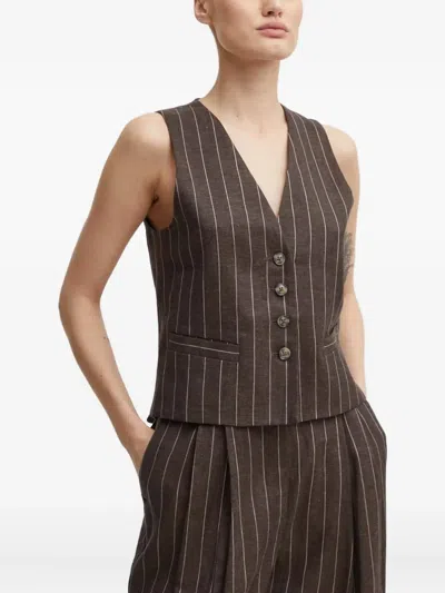 Day Birger Et Mikkelsen Pinstripe-patterned Button Vest In Brown