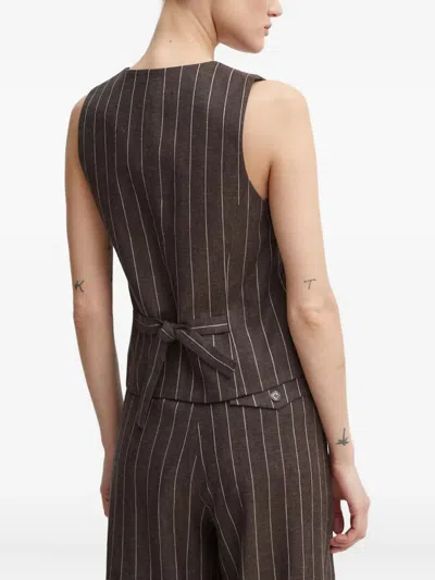Day Birger Et Mikkelsen Pinstripe-patterned Button Vest In Brown