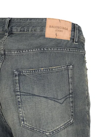 Balenciaga Loose Washed Jeans In Blue/grey/yellow In Blue