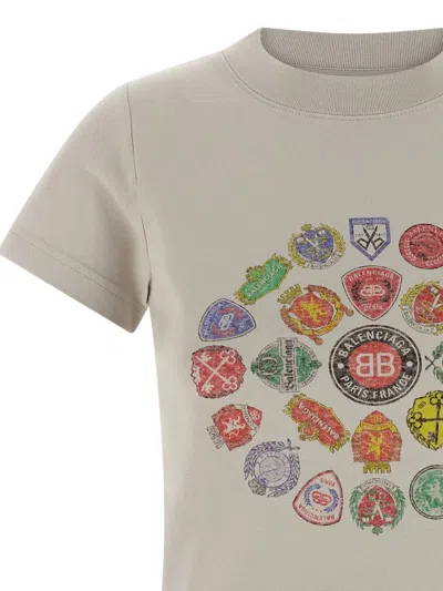 Balenciaga Graphic Logo Crew Neck Short Sleeve T-shirt In Gray