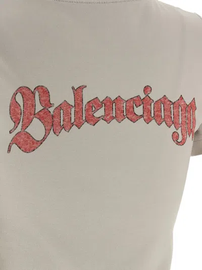 Balenciaga Graphic Logo Crew Neck Short Sleeve T-shirt In Gray