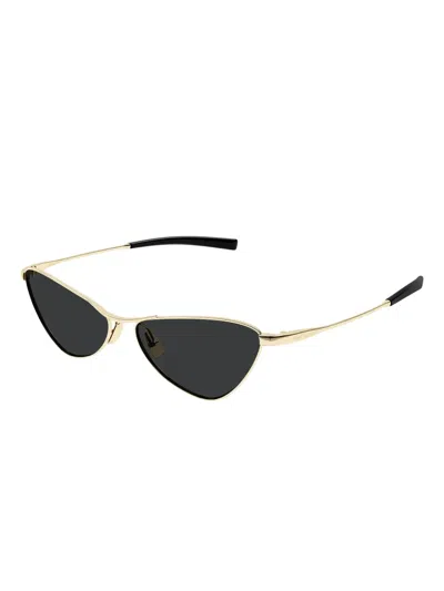 Saint Laurent Sl 830 Linea Sl Logo 002 Gold Black Sunglasses In Black