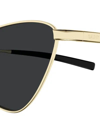 Saint Laurent Sl 830 Linea Sl Logo 002 Gold Black Sunglasses In Black