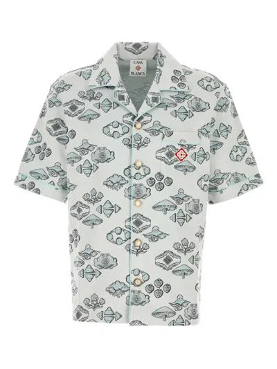 Casablanca Men Embroidered Stretch Jacquard Shirt In Green