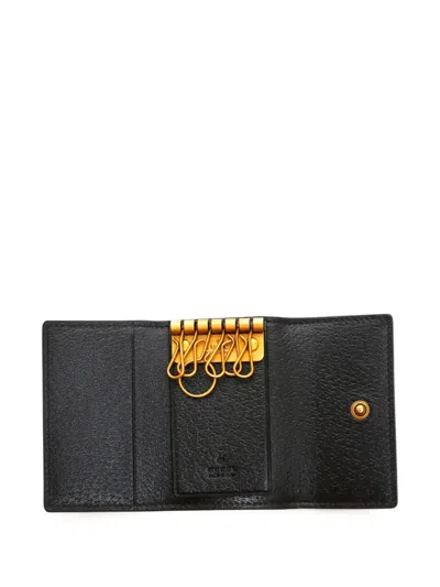 Pre-owned Gucci 2010-2025 Bee Keycase In Black