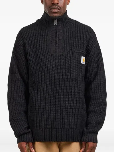 Carhartt Detroit Half Zip Acrylic Blend Sweater In Black