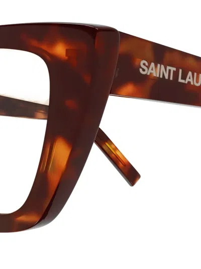 Saint Laurent Sl 276 Mica Linea Sl Logo 064 Light Havana Brown Sunglasses In Red