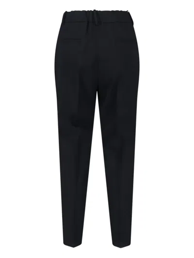 Incotex Straight-leg Trousers In Black Virgin Wool With Elasticated Waistband In Black
