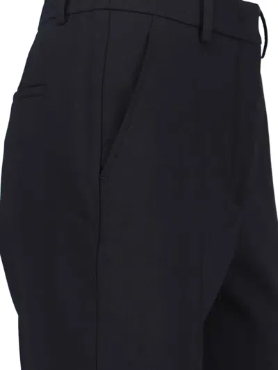 Incotex Straight-leg Trousers In Black Virgin Wool With Elasticated Waistband In Black
