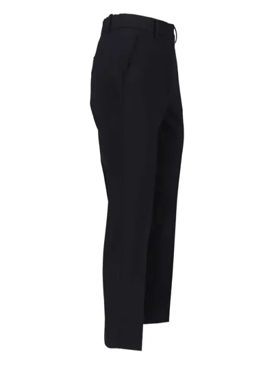 Incotex Straight-leg Trousers In Black Virgin Wool With Elasticated Waistband In Black
