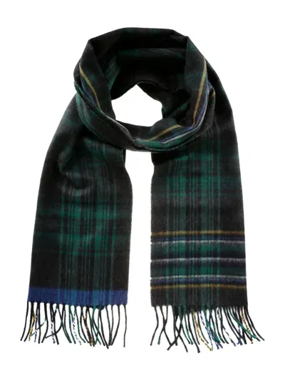 Begg X Co Check Wool Scarf In Green