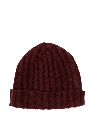 Alpha Industries Ribbed Turn-up Beanie In Burgundy