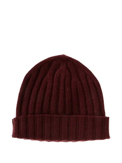 Alpha Industries Ribbed Turn-up Beanie In Burgundy