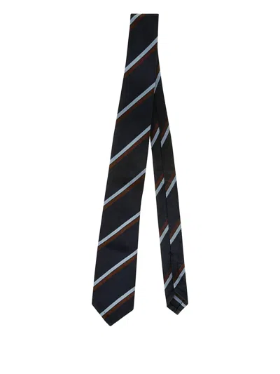 Petronius Striped Wool Tie In Black