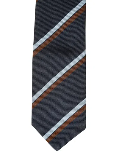 Petronius Striped Wool Tie In Black