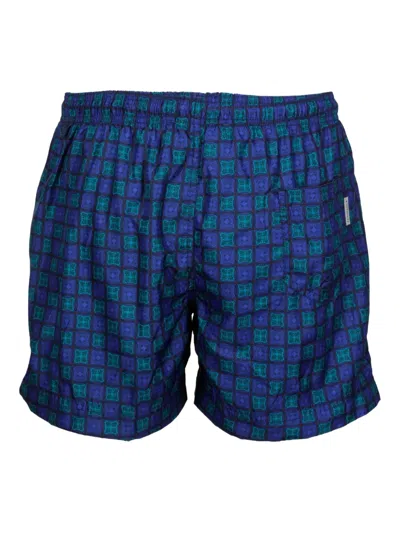 Peninsula Swimwear Geometric-pattern Swim Shorts In Blue