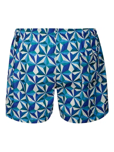 Peninsula Swimwear Geometric-print Swim Shorts In Blue