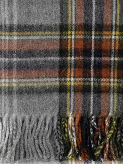 Begg X Co Plaid-pattern Fringed Scarf In Gray