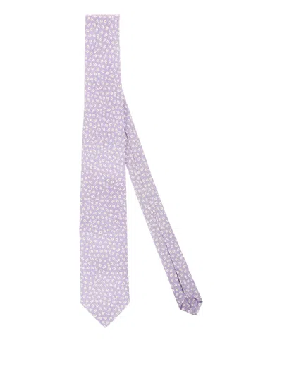 Bigi Milano Floral-print Silk Tie In Purple