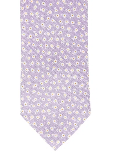 Bigi Milano Floral-print Silk Tie In Purple