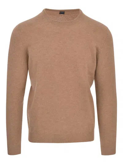 Fedeli Cashmere Crew-neck Sweater In Brown