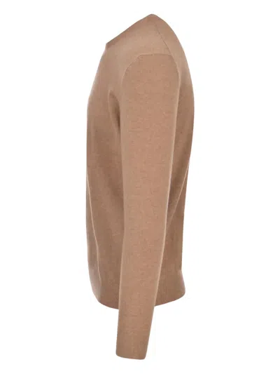 Fedeli Cashmere Crew-neck Sweater In Brown