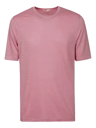 Filippo De Laurentiis Linen-blend Short-sleeve T-shirt In Pink