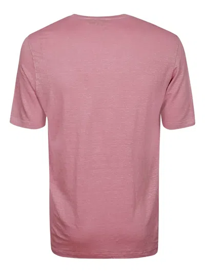 Filippo De Laurentiis Linen-blend Short-sleeve T-shirt In Pink
