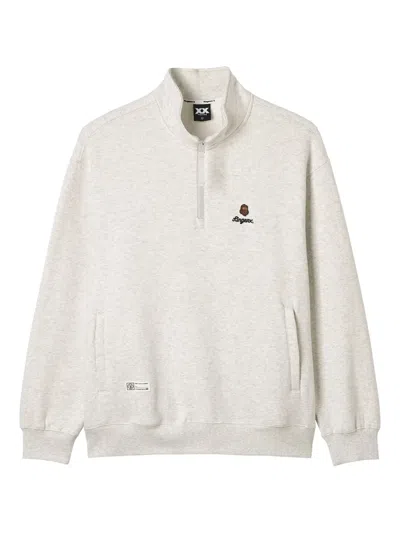 Fingercroxx Zip Mock-neck Sweatshirt In White