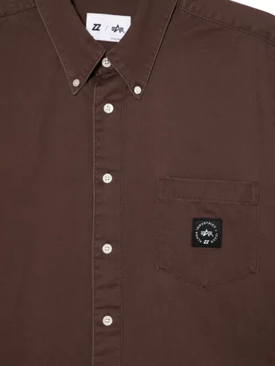 Izzue Logo-patch Shirt In Brown