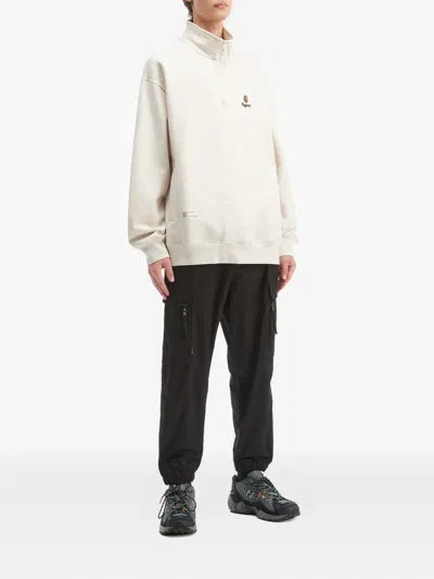 Fingercroxx Zip Mock-neck Sweatshirt In White