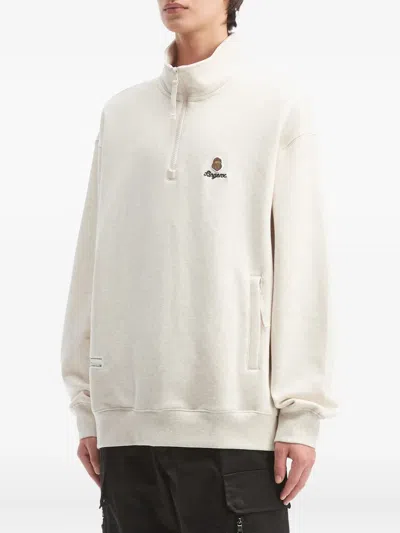 Fingercroxx Zip Mock-neck Sweatshirt In White